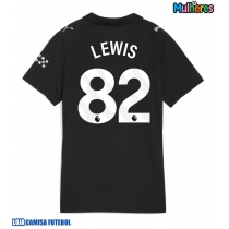 Camisa de Futebol Manchester City Rico Lewis #82 Equipamento Secundário Mulheres 2025-26 Manga Curta